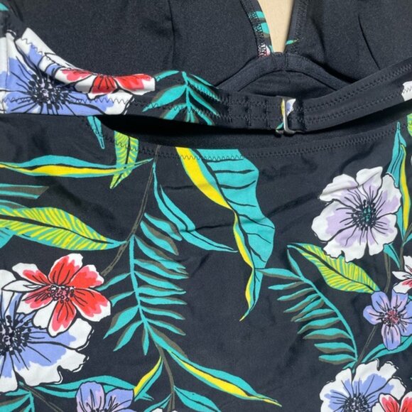Old Navy Medium Swim Tankini Top Floral Halter Black Summer Swimsuits Vacation M - Picture 7 of 13